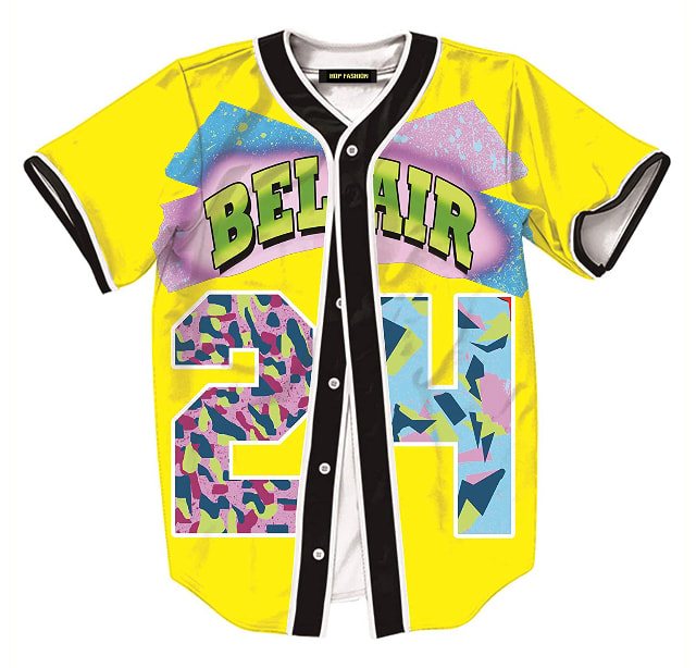 Unisex 90s Theme Party Hip Hop Bel Air Baseball Uniform for Women